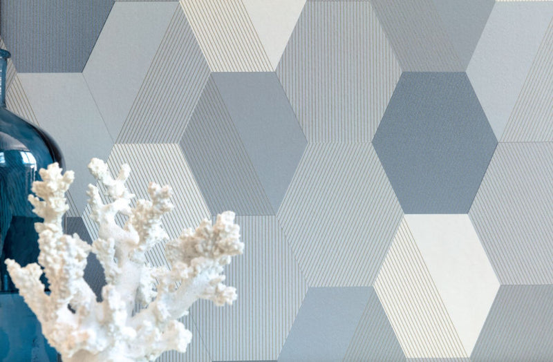 Moonlight Hexagone Wallpaper (Spaces Collection) - 5 Colours