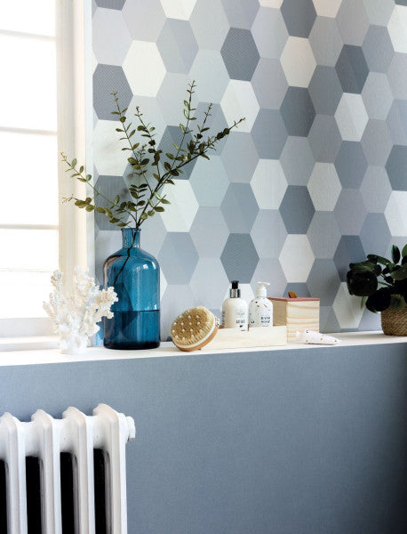 Moonlight Hexagone Wallpaper (Spaces Collection) - 5 Colours