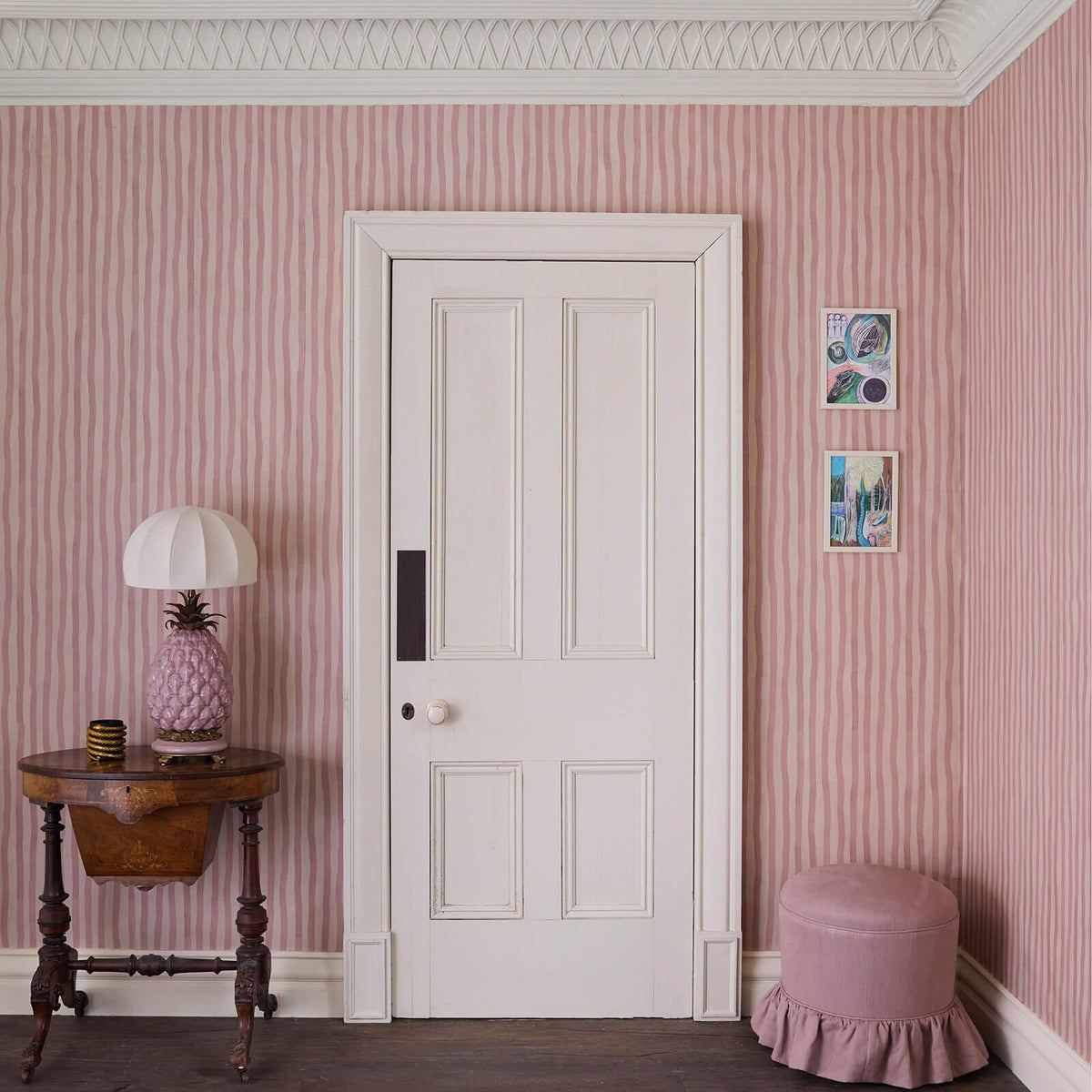 Artist's Stripe Wallpaper - House of Hackney - Sakura & Astrantia