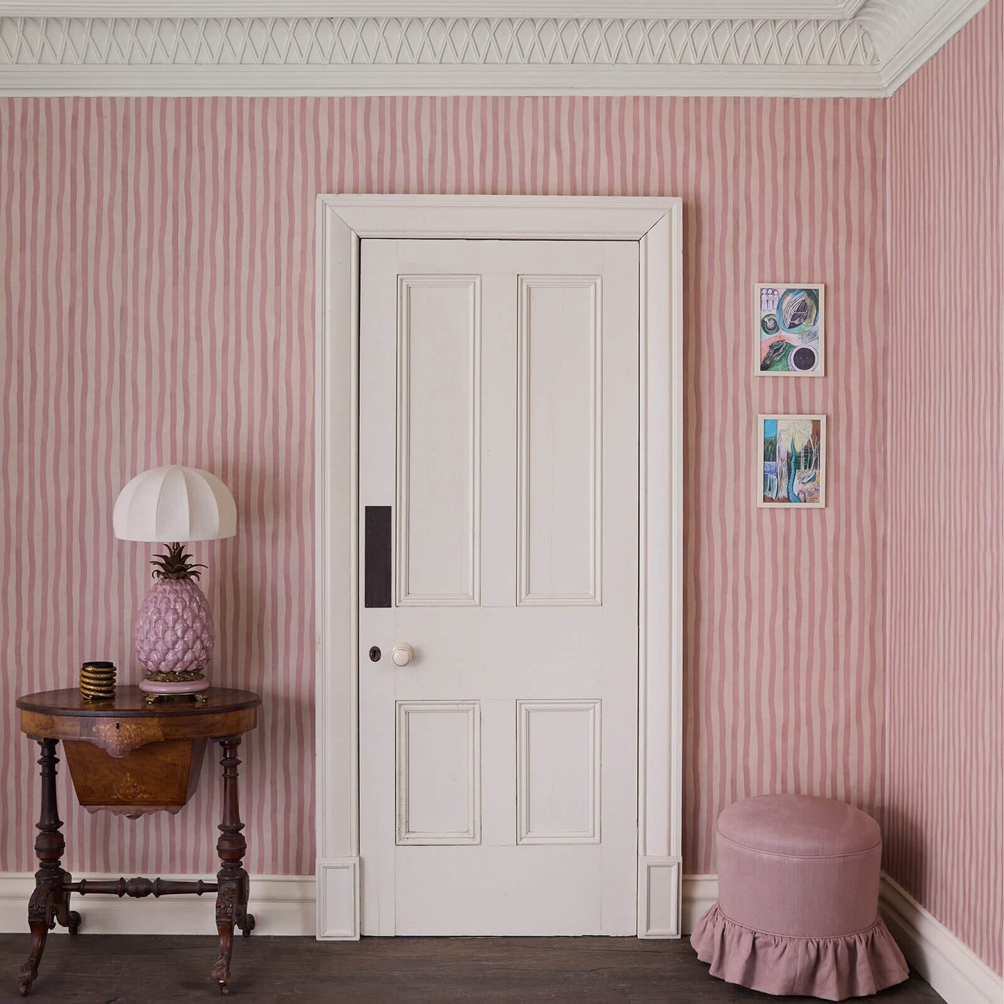 Artist's Stripe Wallpaper - House of Hackney - Sakura & Astrantia