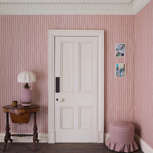 Artist's Stripe Wallpaper - House of Hackney - Sakura & Astrantia