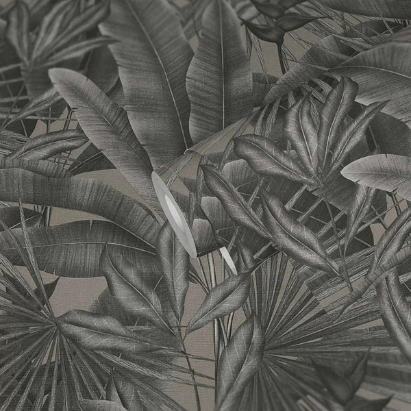 Sample - Exotic Jungle Wallpaper - Charcoal