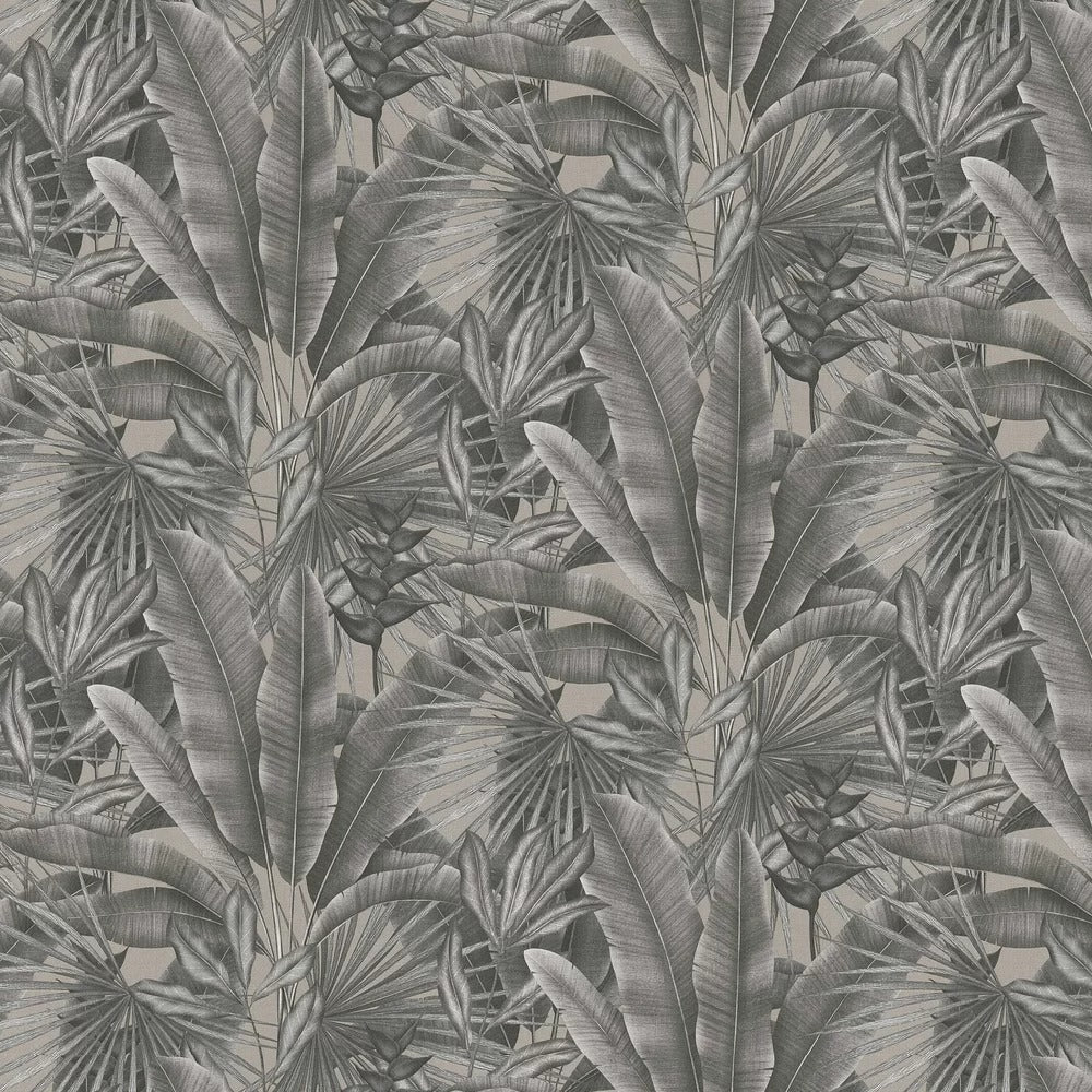 Exotic Jungle Wallpaper - Charcoal