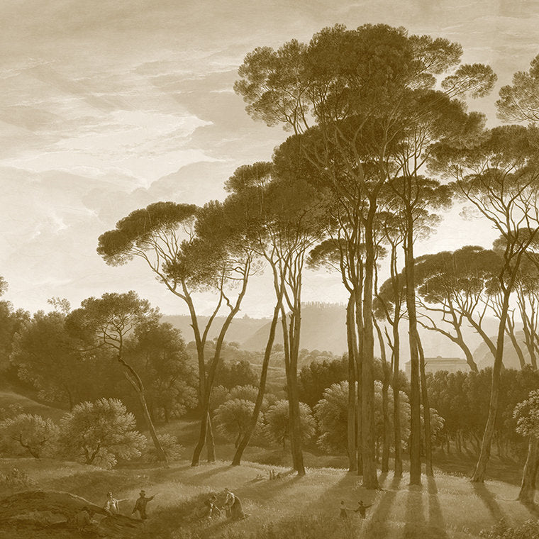 Italian Landscape - Custom Sized Wallpaper Mural (per m2) - Monotone