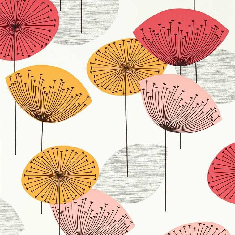 Dandelion Clocks Wallpaper - Coral