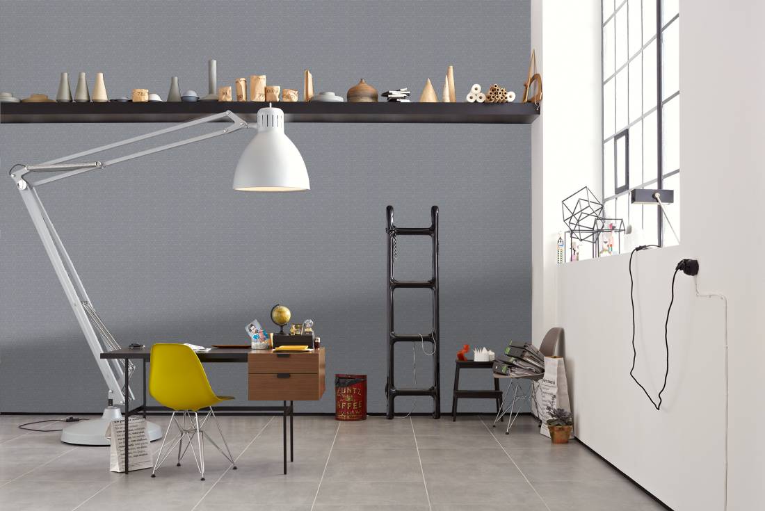 Abstract Allure - Geometric Metallic Wallpaper - Grey