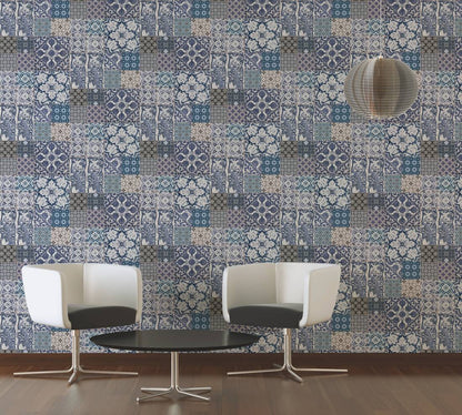 Delft Heritage - Moroccan Wallpaper - Blue/Beige