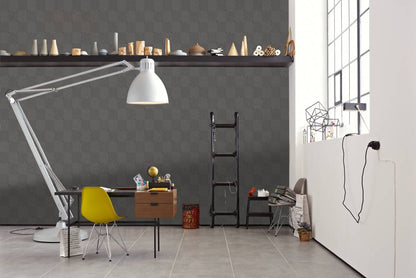 Metropolitan Grid - Abstract Vinyl Wallpaper - Grey