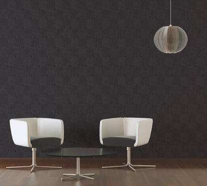 Metropolitan Grid - Abstract Vinyl Wallpaper - Black - Discontinuing
