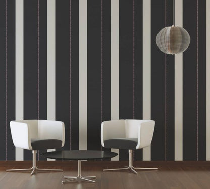 Rock Chic Stripes - Heavy Weight Wallpaper - Black