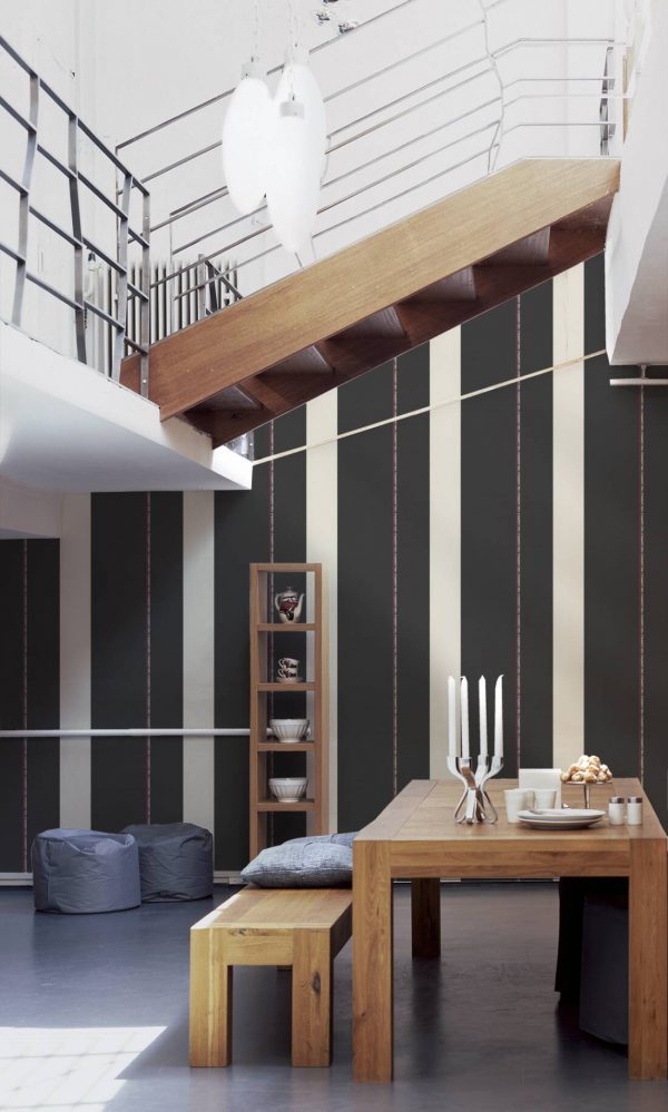 Rock Chic Stripes - Heavy Weight Wallpaper - Black