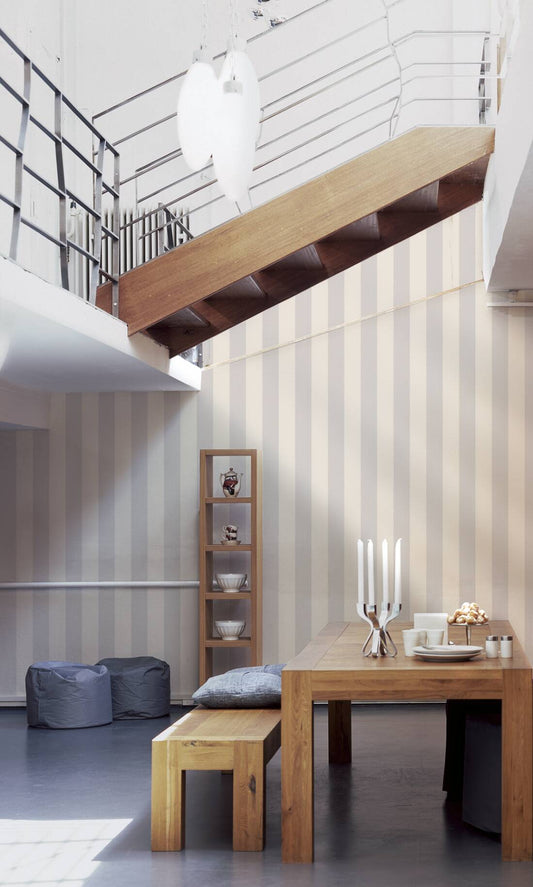 Timeless Stripes Heavy Weight Vinyl Wallpaper - Beige