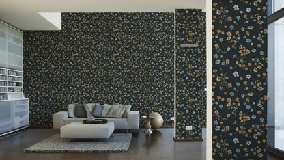 Paradise Blooms Wallpaper - Black - Discontinuing