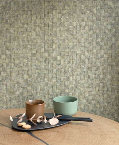 Damier Vinyl Big Weave  Wallpaper - Khaki
