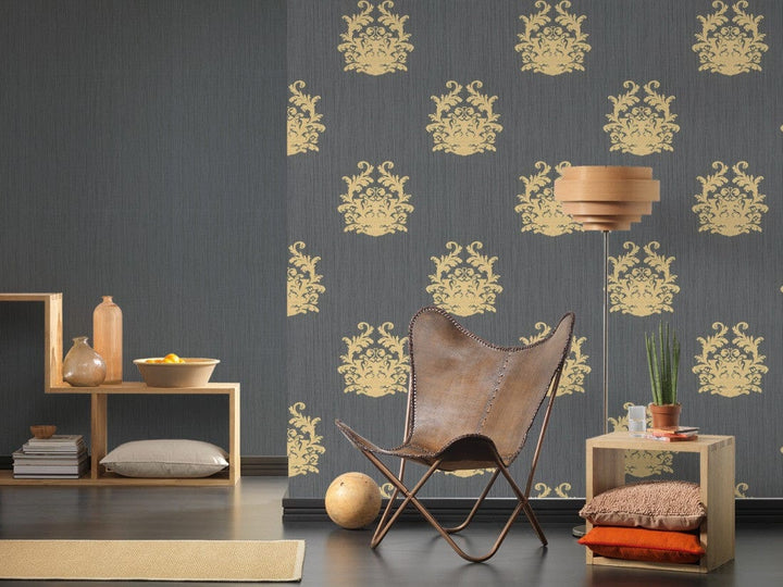 Nobile Architects Textured Heavy Weight WIDE Vinyl Wallpaper - Denim Grey
