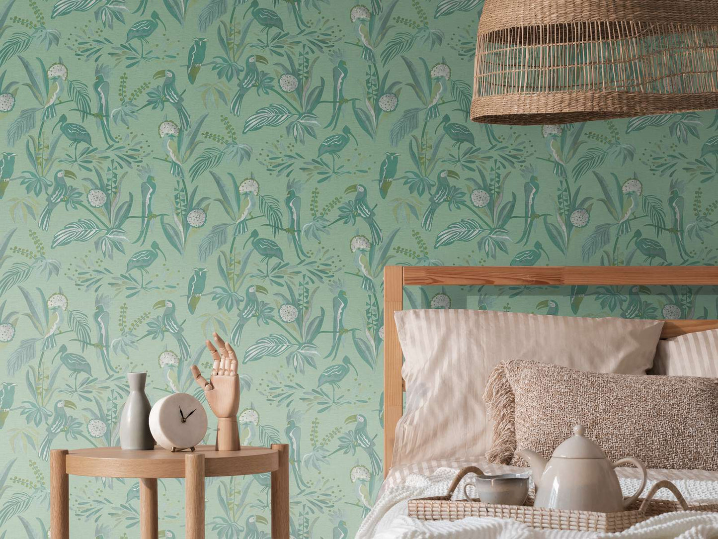 Jungle Birds Vinyl Wallpaper - Green - Discontinuing