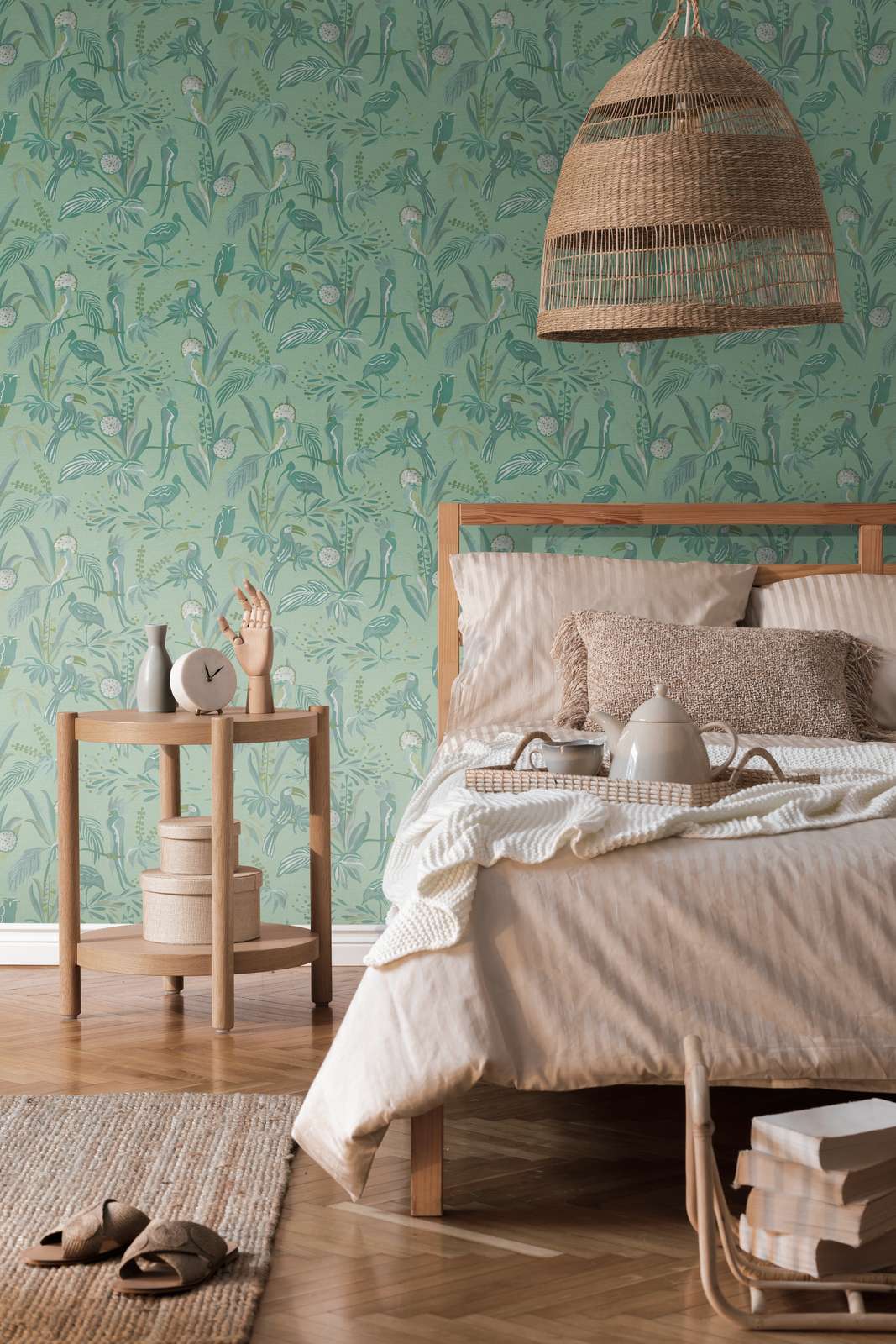 Jungle Birds Vinyl Wallpaper - Green - Discontinuing