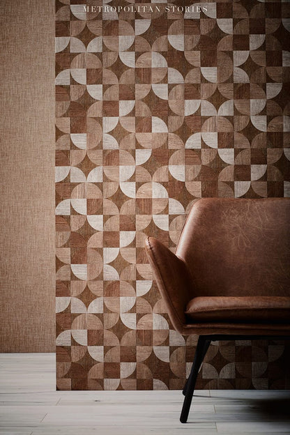 Nordic Geometric  Wallpaper - Brown - 24 Rolls Due July 2026