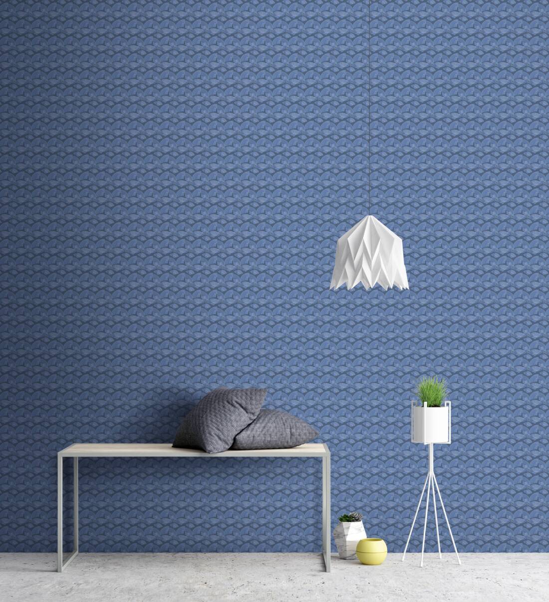 Deco Fanfare Heavy Weight Wallpaper - Blue