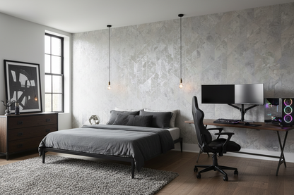 Teenage Boy's Bedroom - Zarci Geometric Marble Wallpaper