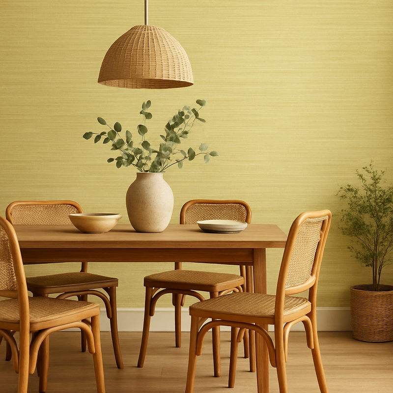 Wara Faux Grasscloth Wallpaper - Discontinuing - Vert Clair - 20 Left