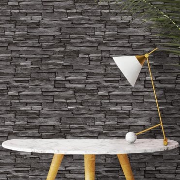 Schist Slate Wallpaper - Charcoal Thornton