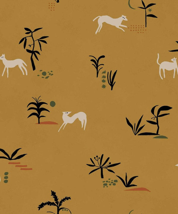 Sample - Prehistoric Animal Wallpaper - Ocher