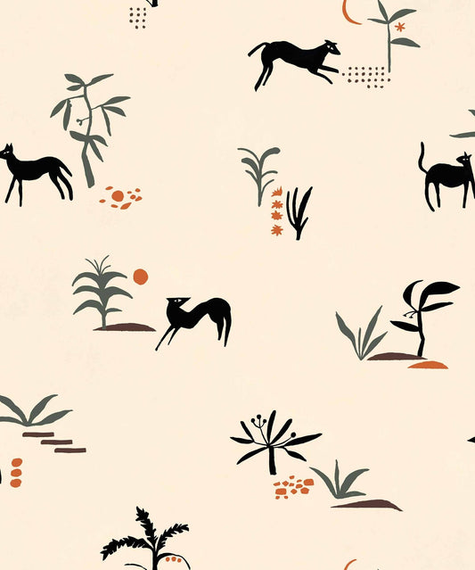 Prehistoric Animal Wallpaper - Beige