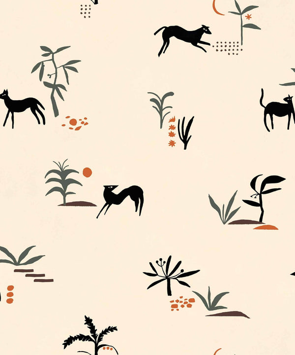 Sample - Prehistoric Animal Wallpaper - Beige