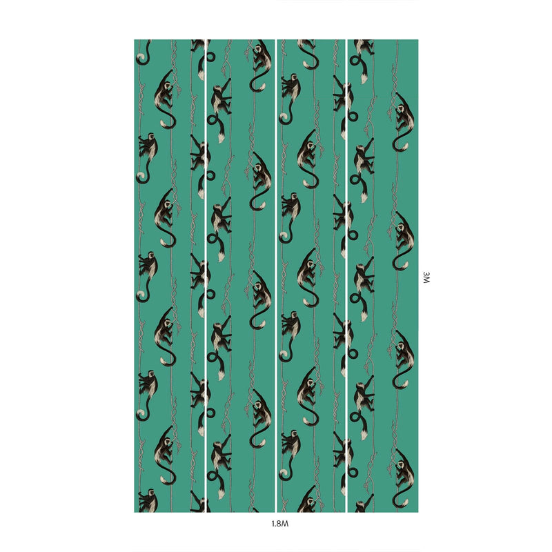 Troop Monkey Hybrid Mural Wallpaper - House of Hackney - Parakeet Green
