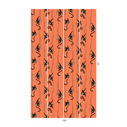 Troop Monkey Hybrid Mural Wallpaper - House of Hackney - Salamander Orange