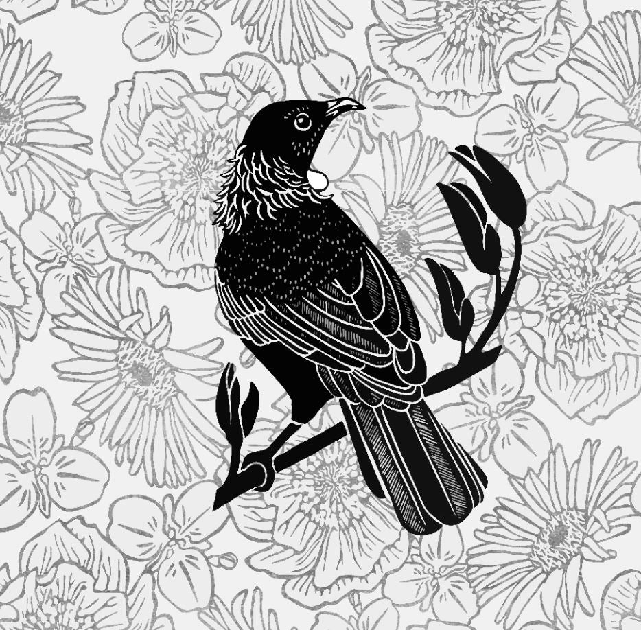 Tui Bird Series - Mackenzie Country - Custom Sized Wallpaper Mural (per m2)