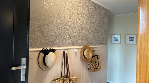 This was my first time putting wallpaper up and this 'paste the wall' paper behaved so well. 