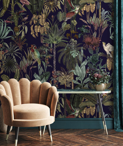 Birds Birds Mural Wallpaper - Deep Blue