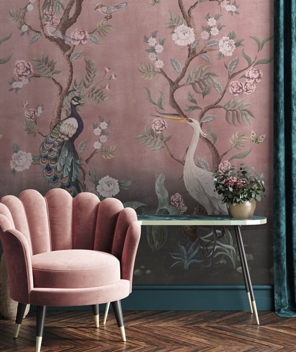 Sample - Kubla Khan Hybrid Mural Wallpaper - Blush