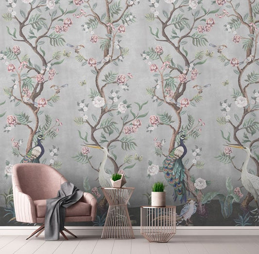 Kubla Khan Hybrid Mural Wallpaper - Mist