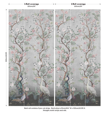 Kubla Khan Hybrid Mural Wallpaper - Mist