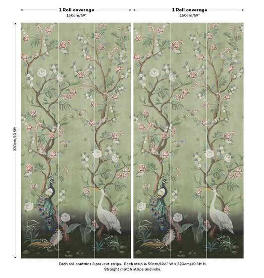 Kubla Khan Hybrid Mural Wallpaper - Mint