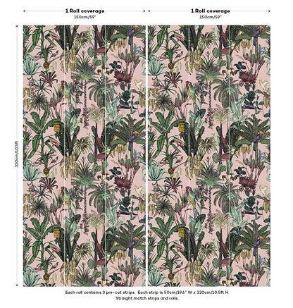 Birds Birds Mural Wallpaper - Pink