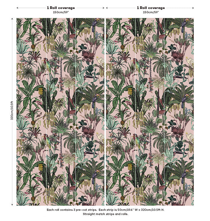 Birds Birds Mural Wallpaper - Pink