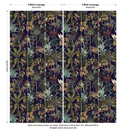 Birds Birds Mural Wallpaper - Deep Blue