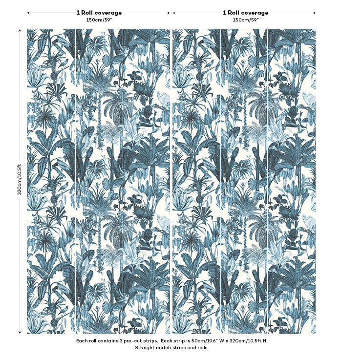 Birds Birds Mural Wallpaper - Blue White