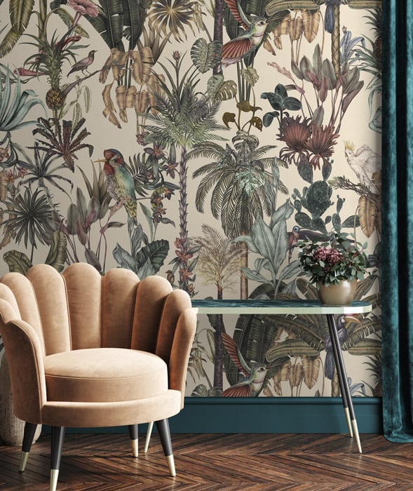 Sample - Birds Birds Mural Wallpaper - Vintage