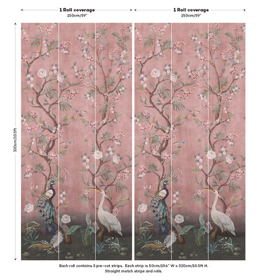 Kubla Khan Hybrid Mural Wallpaper - Blush