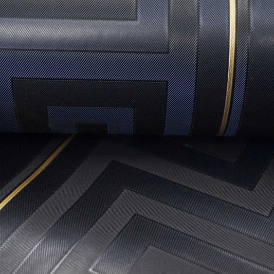 Versace Greek Key Stripe Wallpaper  - Black/Gold