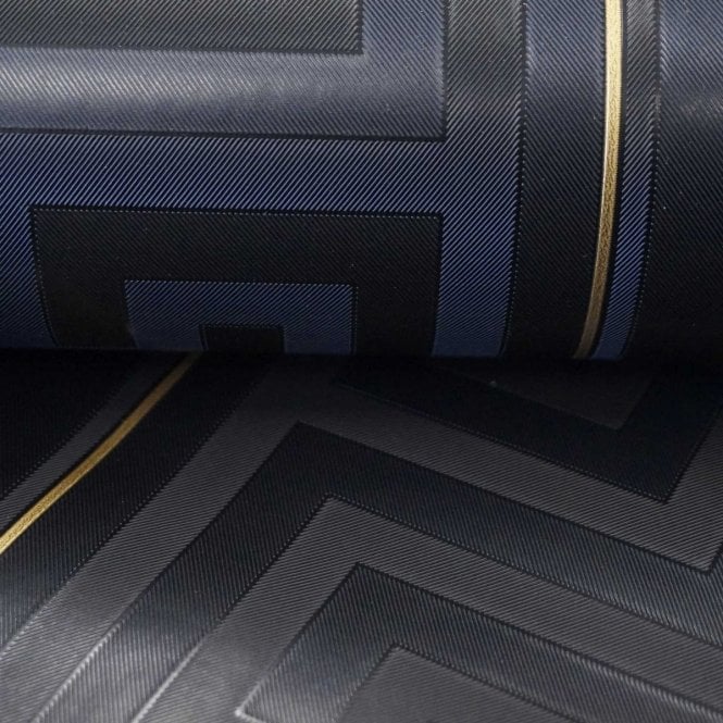 Versace Greek Key Stripe Wallpaper  - Black/Gold