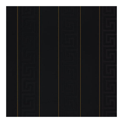 Versace Greek Key Stripe Wallpaper  - Black/Gold