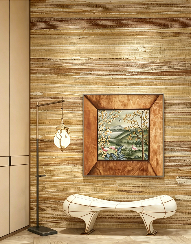 Vinyl Grasscloth Wallpaper - Caramel Latte