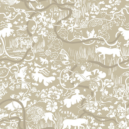 Vines - Custom Sized Wallpaper Mural (per m2) - Beige