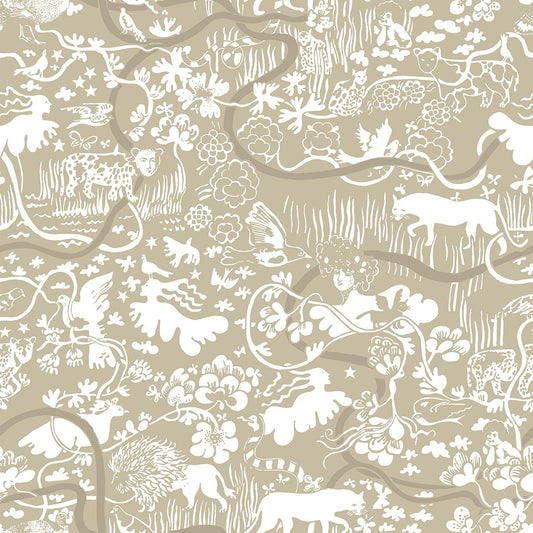 Vines - Custom Sized Wallpaper Mural (per m2) - Beige